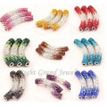 Mixed Color Rhinestone Paved Bending Tube Beads Shamballa Beads Findings